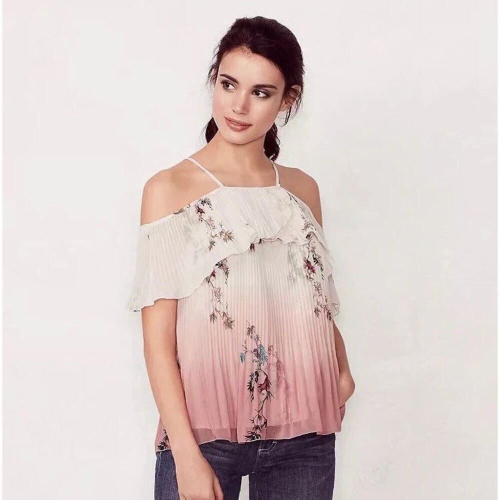 Lauren Conrad Womens Tea Room Dream Japanese Blouse Top Size Large Pink SP NWT